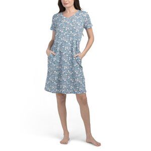POPPY & CLAY Blue Cotton Peace And Hope Sleep Gown
